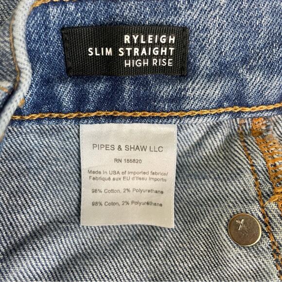 Veronica Beard Ryleigh Slim Straight V Stitched Jeans Blue Mist Wash - Picture 8 of 9